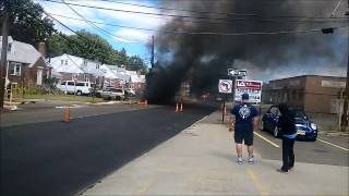 Teterboro NJ  Dump Truck Vs Power Lines With Fire [upl. by Janela]