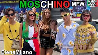 Moschino Fashion guests and show Milan Fashion Week 140624 🇮🇹 italy milan mdw [upl. by Tybalt]