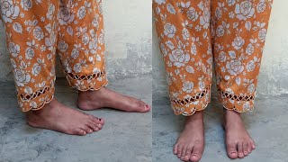 Round cutwork trouser design  printed trouser design without lace  new cutwork trouser design [upl. by Adahsar]