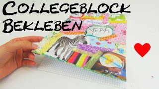 Collegeblock gestalten DIY College block bekleben und verschönern Anleitung Tutorial  How To [upl. by Osmen187]