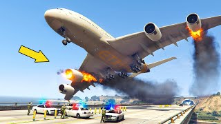 POWERFUL A380 Emergency Landing after TWO Engine Failure  GTA 5 [upl. by Naxela]