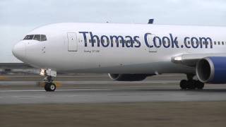 Powerful Thomas Cook B767 take off [upl. by Tshombe]