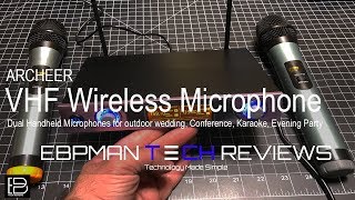 ARCHEER VHF Wireless Microphone System with LED Display for DJ Weddings or Karaoke [upl. by Mackenie554]