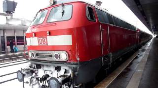 Starten der Diesellok BR 218 4745 und Abfahrt des RegionalExpress zum Betriebshof [upl. by Arretnahs704]