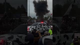 COWABUNGA DUDE Crazy burn out by a cow painted truck [upl. by Olsewski]