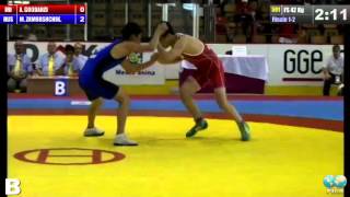 Finale 12 Freestyle 42 Kg IRI Alireza GOODARZI vs RUS Maksim ZAMORSHCHIKOV [upl. by Kliman]