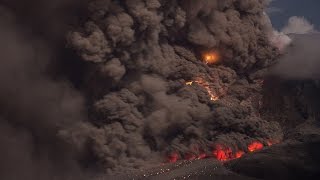 Sinabung pyroclastic flows with twister and volcanic lightning [upl. by Melba]