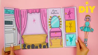 PAPER BALLET STAGE FOR BALLERINA DOLL  DRESS UP AND MAKE UP [upl. by Attelliw391]