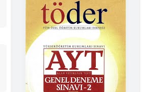 2024 TÖDER Türkiye Geneli AYT Deneme2 Çözümü [upl. by Adnofal]