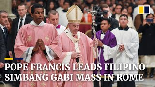 Pope Francis leads Filipino dawn mass Simbang Gabi in Rome [upl. by Chantalle898]