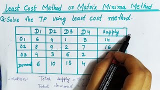 Lec21 Least Cost Method Transportation Problem  In Hindi  Solution  Operation Research [upl. by Arundell390]