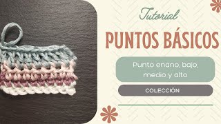 Puntos básicos crochet 1 Punto enano bajo medio y alto Tutorial ganchillo para principiantes [upl. by Rosner]