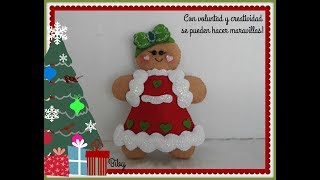 GALLETITA DE JENGIBRE EN FIELTRO NAVIDAD 2018 [upl. by Gaston406]