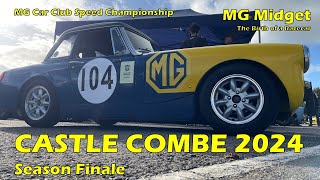 MG Midget  Castle Combe Pegasus Sprint 2024  MGCC Speed championship finale  Birth of a Racecar [upl. by Atteuqihc]