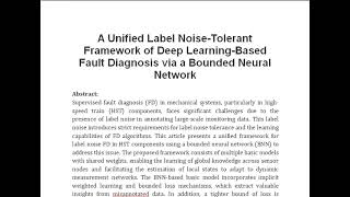 A Unified Label Noise Tolerant Framework of Deep Learning Based Fault Diagnosis via a Bounded Neural [upl. by Neetsyrk]