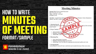 Minutes of Meeting  Minutes of Meeting Format  Meeting Minutes [upl. by Aroc]