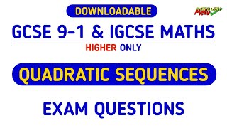 Quadratic Sequences Higher GCSE Maths Exam Questions [upl. by Vena]