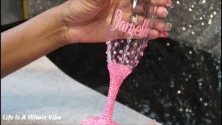 DIY BLING TOASTING FLUTE CHAMPAGNE GLASS NO E6000  PRACTICING HONEYCOMB METHOD PAINTED GLASS [upl. by Vala]