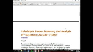 Summary and Critical Analysis of Dejection an Ode by Coleridge UrduHindi Sir RanaMPhil Scholar MA [upl. by Ojela]