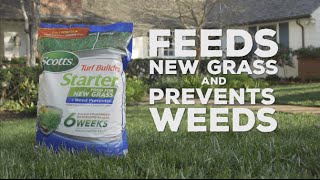 How to Grow New Grass Faster and Thicker Using Scotts® Turf Builder® Starter® Food [upl. by Nirda885]