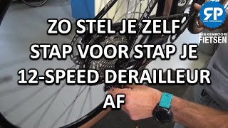 12 SPEED DERAILLEUR ACHTER AFSTELLEN [upl. by Nospmoht357]