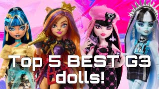 RANKING MY TOP 5 FAVORITE MONSTER HIGH G3 DOLLS as of October 2024  tier lists with Lizzie [upl. by Stalk121]