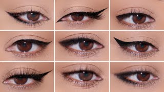 How To 9 Different Eyeliner Styles on HOODED EYES  Easy Beginner Friendly Tutorial [upl. by Trill]