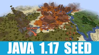 Minecraft Java 117 Seed Village exposed mineshaft eroded badlands and shattered savanna at spawn [upl. by Ahsemot]