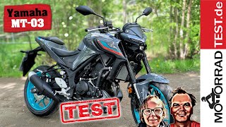 Yamaha MT03 Test  Sound Technik Beschleunigung Fahraufnahmen zum neuen A2 NakedBike 2022 [upl. by Rombert]