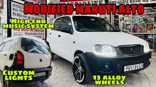 Modified maruti alto  high end music system  custom lights  best seats cover  modified hub [upl. by Suiravaj698]