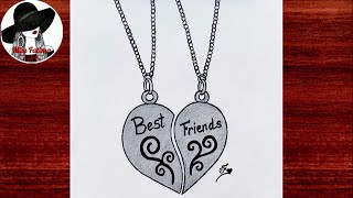 Easy BFF drawing  Best Friends drawing step by step [upl. by Lowe]