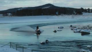 Snowmobile on water  Under 2 bridges [upl. by Eyram]