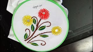 Embroidery designs  Beautiful Mirror work with cretan stitch [upl. by Alisha]