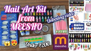 Nail Art Kit for beginners from MEESHO  Unboxing meesho parcel  ASMR unboxing video [upl. by Oruasi]