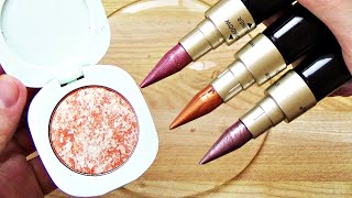 Satisfying Slime Coloring with Makeup Mixing 3 Eyeshadow Sticks amp 2 Lipsticks into Clear Slime [upl. by Ahsika]