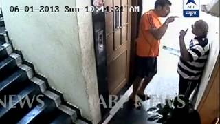 ABP News Exclusive CCTV footage of Aditya Pancholi assaulting his neighbour [upl. by Ayotak]