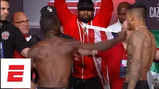 Terence Crawford throws punch at José Benavidez Jr during weighin  ESPN [upl. by Sivrep]