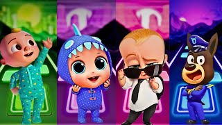 Coco Melon🆚Little Angel🆚Boss Baby🆚 Sheriff Labrador Coffin Dance Tiles Hop Edm Rush [upl. by Annaujat]