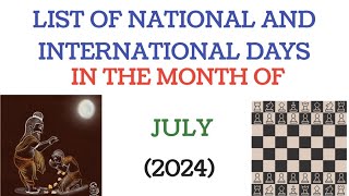 July days list 2024 List of National and International Days of July Imp Days amp Dates of July 2024 [upl. by Ojaras]