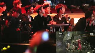 Fancam 151202 BTS iKON REACTION TO CL Hello Bitches Ver 1  2015 MAMA Awards 직캠 [upl. by Gunning315]