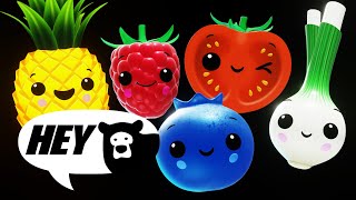 Hey Bear Sensory  Fruit Salad Dance Party  Counting 1 to 10  Fun animation with music [upl. by Amlev843]