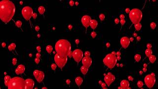 Flying Red Balloons Animation in Black Screen Background [upl. by Martin]