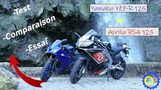 COMPARATIF  Test  Essai  Yamaha YZF R 125  Aprilia RS4 125 [upl. by Wight]