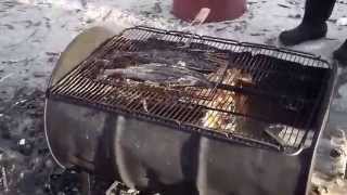 Outside Cooks at Hatchet Lake Denesuline 45th Annual Winter Carnival [upl. by Aitetel537]