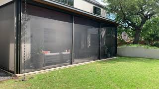 Retractable Motorized Bug Enclosure Patio Screens  Shading Texas [upl. by Belloir]