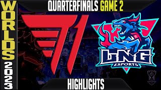 T1 vs LNG Highlights Game 2  S13 Worlds 2023 Quarterfinals  T1 vs LNG Esports G2 [upl. by Newkirk]