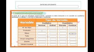 VARIABLES NOMINALES ORDINALES DISCRETAS Y CONTINUAS estadistica variables [upl. by Asserac111]