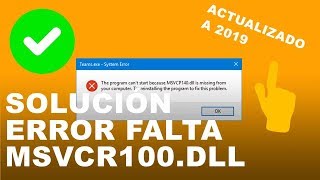 ✅ SOLUCIÓN Falta MSVCR100dll en el equipo en Windows 10 7 y 8 FUNCIONA 100  2019 [upl. by Elockcin]