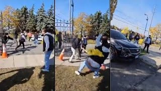 Violent Protests Erupt at Brampton Hindu Temple [upl. by Sorodoeht]