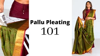 How to Pleat Saree Pallu  Pallu Pleating  How to Wear Saree for Beginners  Tia Bhuva [upl. by Luci]